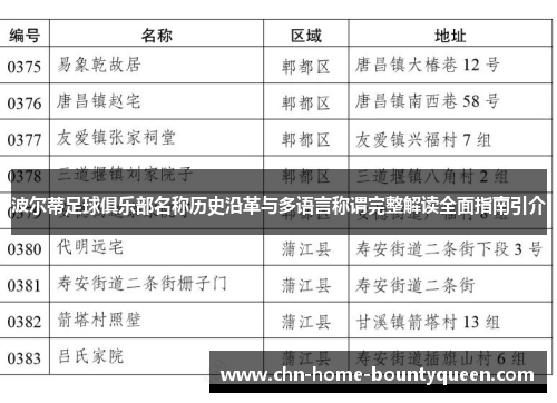 波尔蒂足球俱乐部名称历史沿革与多语言称谓完整解读全面指南引介 波尔蒂足球俱乐部名称历史沿革与多语言称谓完整解读全面指南引介