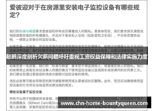 赵鹏深度剖析欠薪问题呼吁重视工资权益保障和法律实施力度