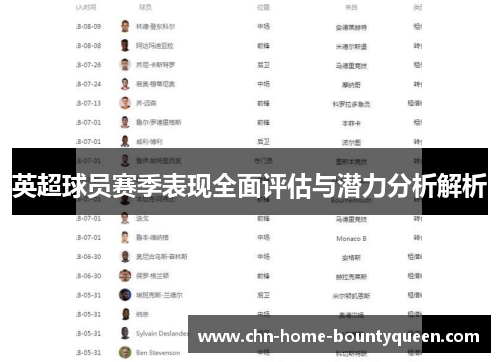 英超球员赛季表现全面评估与潜力分析解析